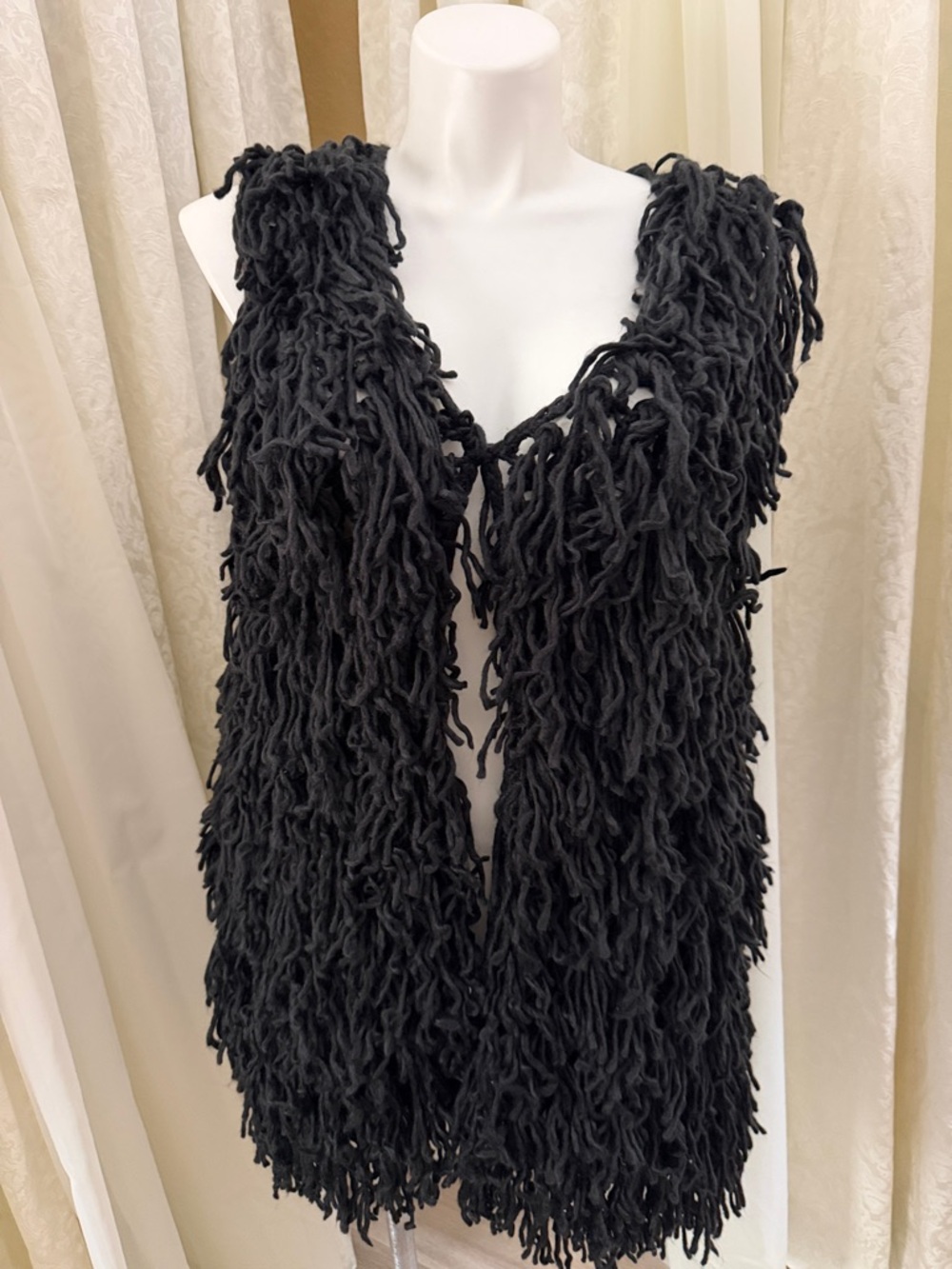 Forever 21+ Black Shag Fringe Vest